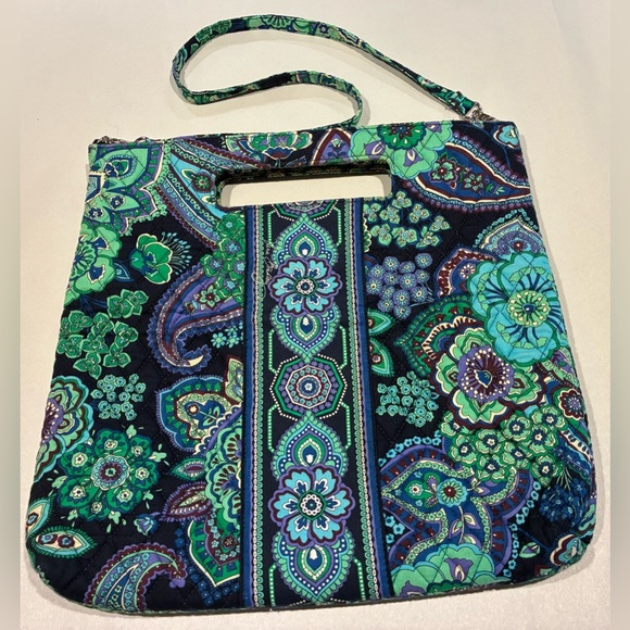 Vera Bradley Blue Rhapsody Holiday Tote Removable Strap And Top Handle - Picture 1 of 11
